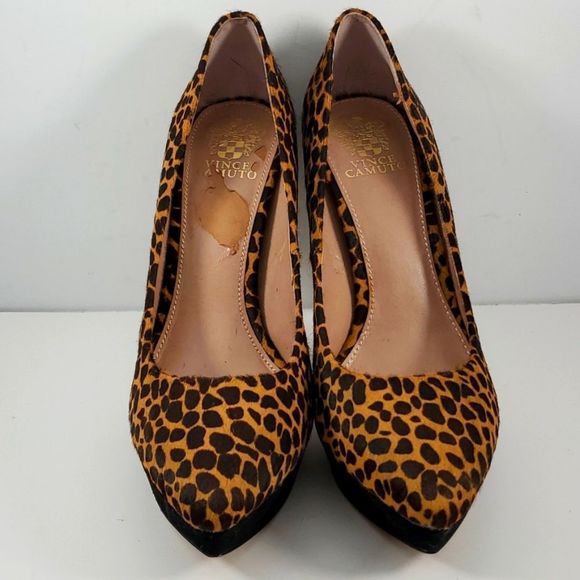Vince Camuto~Horse Hair Ritz Cheeta Print Platform Pumps~Size 10B. S829 - Picture 2 of 8